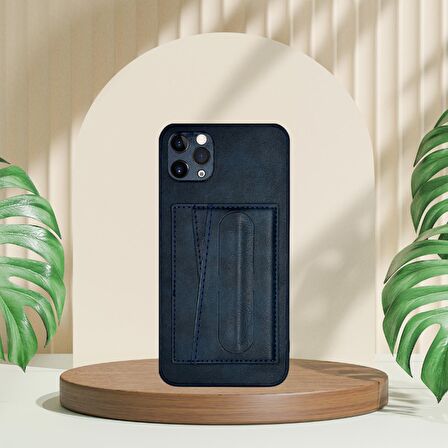 İPHONE 11 PRO TLP KARTLIKLI STANDLI  LÜX DERİ KILIF
