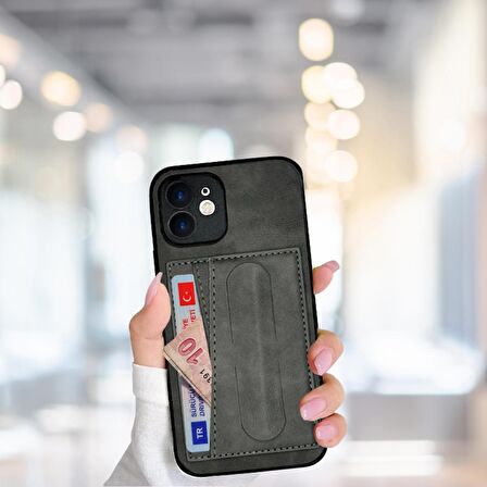 İPHONE 12 TLP KARTLIKLI STANDLI  LÜX DERİ KILIF