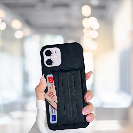 İPHONE 12 TLP KARTLIKLI STANDLI  LÜX DERİ KILIF