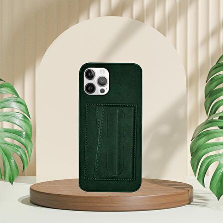 İPHONE 12 PRO TLP KARTLIKLI STANDLI  LÜX DERİ KILIF