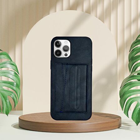 İPHONE 12 PRO TLP KARTLIKLI STANDLI  LÜX DERİ KILIF