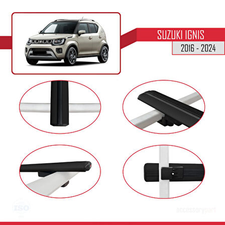 Suzuki Ignis 2016-2024 Arası ile Uyumlu BASIC Model Ara Atkı Tavan Barı Siyah 2 Adet