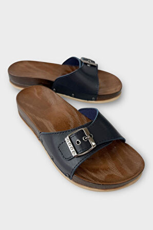 Kadın Günlük Terlik Ayarlanabilir Tek Bant Şık Ortopedik Yazlık Ev Plaj Tatil İş Terliği LACİVERT