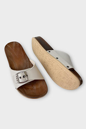 Kadın Günlük Terlik Ayarlanabilir Tek Bant Şık Ortopedik Yazlık Ev Plaj Tatil İş Terliği GRİ