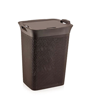 Omnipazar SY-4630 Plastik Safir Kirli Çamaşır Sepeti 55 lt Kahverengi