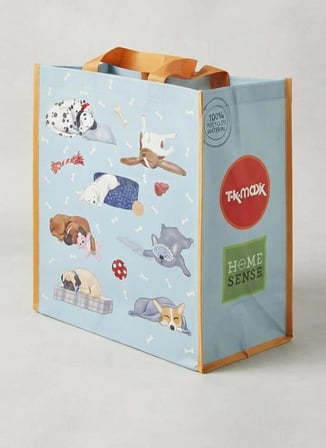 Köpek Desenli Mavi Çok Amaçlı Alışveriş Çantası