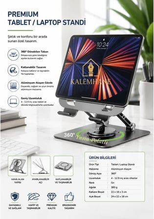 İsme Özel Yüksek Kalite Tablet Tutucu Stand