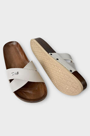 Kadın Günlük Terlik Çapraz Şık Ortopedik Yazlık Ev Plaj Tatil İş Terliği GRİ