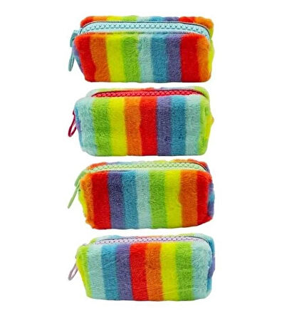 Unicus Big Zip Süper Rainbow Tavşan Tüylü Kalem Kutusu SYG-Unicus988
