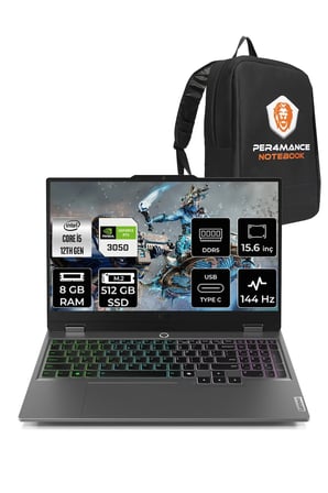 LOQ i5 12600HX 8GB 512GB SSD RTX3050/6GB 15.6" FHD 144Hz FDOS Gaming Laptop & PER4 Çanta
