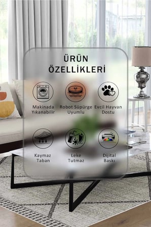 Yıkanabilir Kaymaz Taban Dijital Baskılı Halı ve Yolluk – Leke Tutmaz Salon & Mutfak Halısı