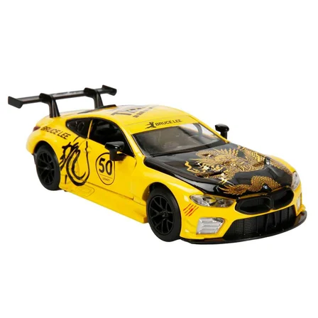 1:32 Sesli ve Işıklı RMZ Hobby Bruce Lee Serisi Die Cast Çek Bırak Model Araba - Sarı Bmw M8 Gte Sarı