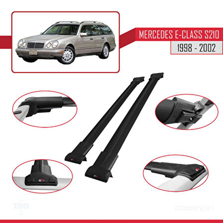 Mercedes E Class S210 Wagon 1998-2002 Arası ile Uyumlu FLY Model Ara Atkı Tavan Barı Siyah 2 Adet