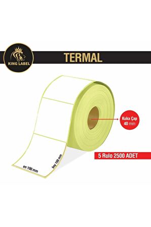 KİNG LABEL Termal Barkod Etiket 100x100 5 Rulo 500'lü Sarım