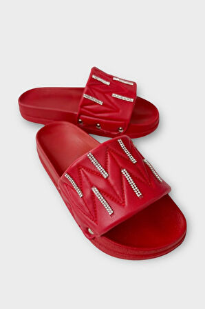 Kadın Günlük Terlik Yumuşak Hafif Taban Şık Ortopedik Yazlık Ev Plaj Tatil Terliği KIRMIZI