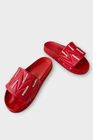 Kadın Günlük Terlik Yumuşak Hafif Taban Şık Ortopedik Yazlık Ev Plaj Tatil Terliği KIRMIZI