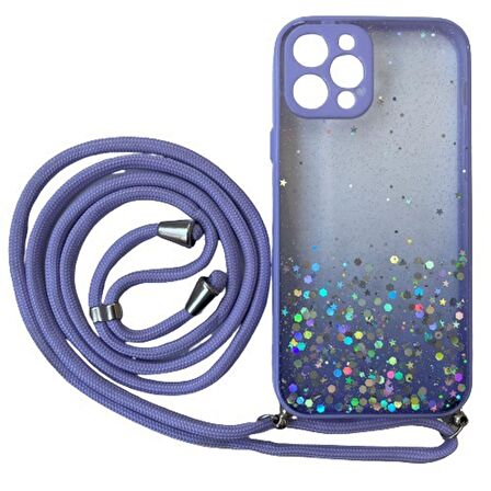 Samsung Galaxy A31 Kılıf Simli Boyuna Asmalı İpli Kamera Korumalı Kapak