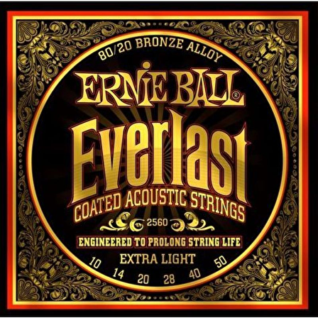 Ernie Ball P02560 10-50 Coated Akustik Gitar Teli