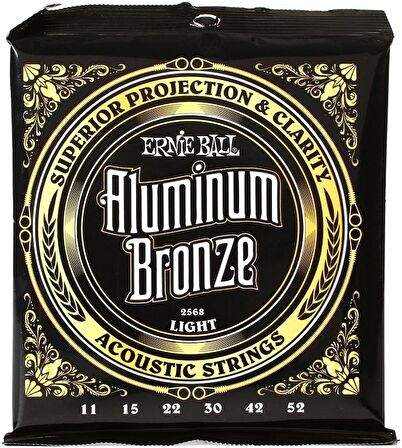 Ernie Ball 2568 Light Aluminum Bronze Acoustic Strings Takım Tel Akustik Gitar teli 011-52
