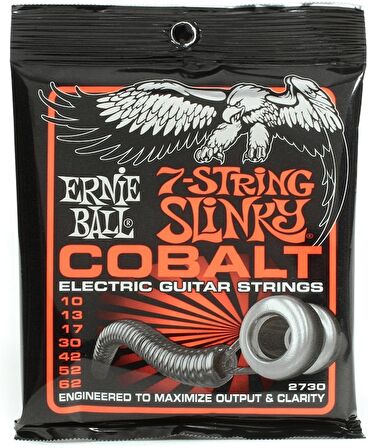 Ernie Ball P02730 Skinny Top Heavy Bottom Slinky 7-string Cobalt Takım Tel Elektro Gitar Teli 010-062