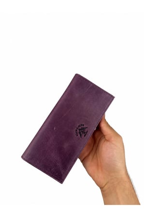 Erkek Hakiki Crazy Deri Mor Telefon Bölmeli Uzun Cüzdan ve Kartlık