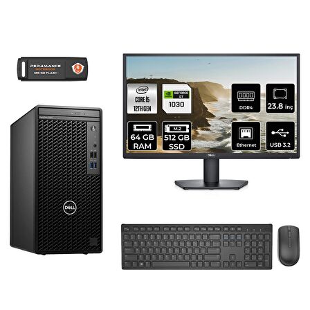 Dell OptiPlex 3000MT i5 12500 64GB 512GB SSD GT1030/4GB FDOS N010O3000MTAC MASAÜSTÜ PC & 23.8" MONİTÖR 