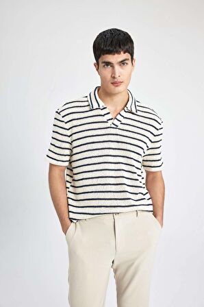 DeFacto Regular Fit Çizgili Kısa Kollu Polo Tişört B6532AX24SPER238