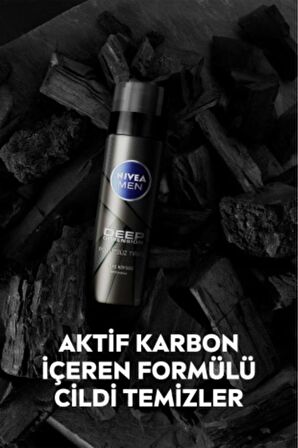 Nivea Men Erkek Tıraş Köpüğü Deep Dimension 200ml, Kusursuz Tıraş, Aktif Karbon, Kaygan Tıraş Deneyimi