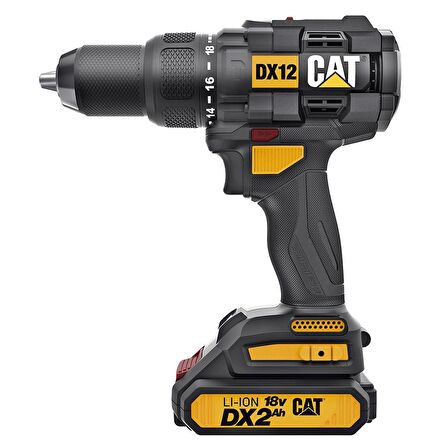 CAT DX12 18Volt/2.0Ah Li-ion Çift Akülü Kömürsüz Profesyonel Şarjlı Darbeli Matkap