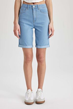 Normal Bel Katlamalı Paça Jean Bermuda