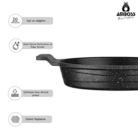Amboss Daisy 3 Parça Döküm Yanmaz Yapışmaz Omlet (sahan) Seti
