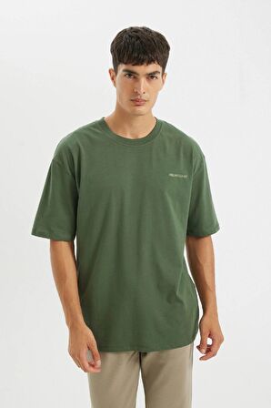 DeFacto Oversize Fit Bisiklet Yaka Sırt Baskılı Kısa Kollu Tişört D2587AX24AUKH493