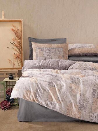 Cotton Box Çift Kişilik Saten Nevresim Takımı Amentes Gri