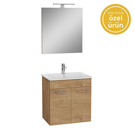 VitrA Ardea 67090 Banyo Dolabı Seti Kapaklı, 60 cm, Altın Meşe