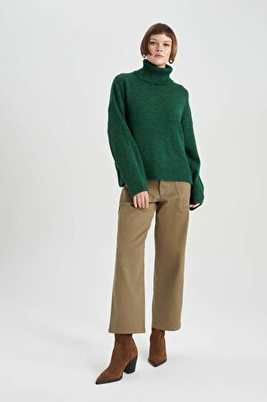 DeFacto Gabardin Kumaş Pantolon Straight Fit Cepli Yüksek Bel Düz Paça B5725AX23AUKH203
