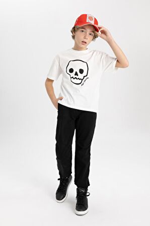 DeFacto Erkek Çocuk Beli Bağcıklı Lastikli Paça Cepli Siyah Basic Düz Jogger Gabardin Pantolon B5915A824SMBK81