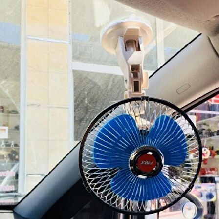 Araç İçi Oto Vantilatör Soğutucu Karavan otomobil 12 Volt 6 İnç 18 cm Vantuzlu