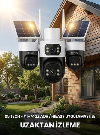 X5 Tech YT-74GZ Aov 4mp 4 Kameralı +1 Yıllık Sim Kart +64Gb Hafıza Kartı Güneş Enerjili Tak Çalıştır