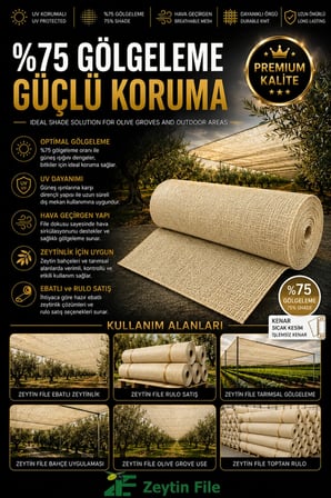 150 x 1000 cm %75 Gölgelik Tüm Ölçüler Montaja Hazır - Çit Filesi - Tente Tül Krem