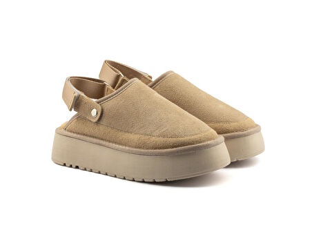 Canberra Kışlık Kadın Ayarlanabilir Kürk Detaylı Yüksek Taban Slipper