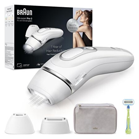 Braun IPL Silk·expert Pro 3, Evde Tüy Alma, Çanta, Venus Tıraş Makinesi, 2 Başlık ile, PL3132