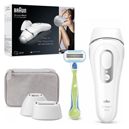 Braun IPL Silk·expert Pro 3, Evde Tüy Alma, Çanta, Venus Tıraş Makinesi, 2 Başlık ile, PL3132