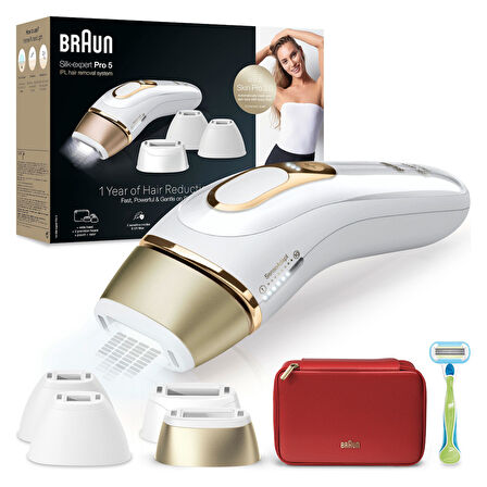 Braun IPL Silk·expert Pro 5, Evde Tüy Alma, Çanta, Venus Tıraş Makinesi, 4 Başlık ile, PL5382