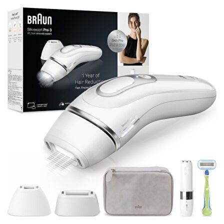 Braun IPL Silk·expert Pro 3, Evde Tüy Alma, Çanta, Venus Tıraş Makinesi, 2 Başlık ile, PL3136