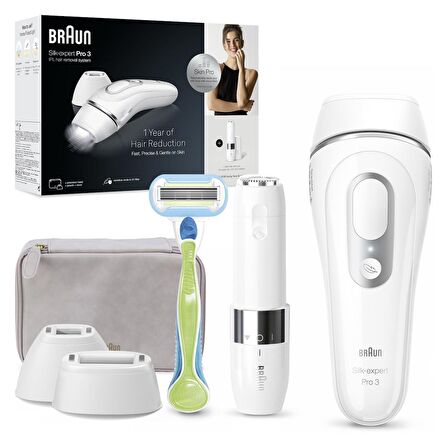 Braun IPL Silk·expert Pro 3, Evde Tüy Alma, Çanta, Venus Tıraş Makinesi, 2 Başlık ile, PL3136