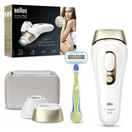 Braun IPL Silk·expert Pro 5, Evde Tüy Alma, Çanta, Venus Tıraş Makinesi, 2 Başlık ile, PL5152