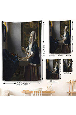 Johannes Vermeer - Teraziyi Tutan Kadın Duvar Örtüsü - A Woman Holding a Balance-7500