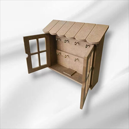 Ahşap Boyanabilir Dekoratif İki Kapaklı Anahtarlık