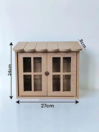 Ahşap Boyanabilir Dekoratif İki Kapaklı Anahtarlık