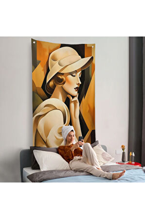 Vintage Güzel Kadın Duvar Örtüsü-7501